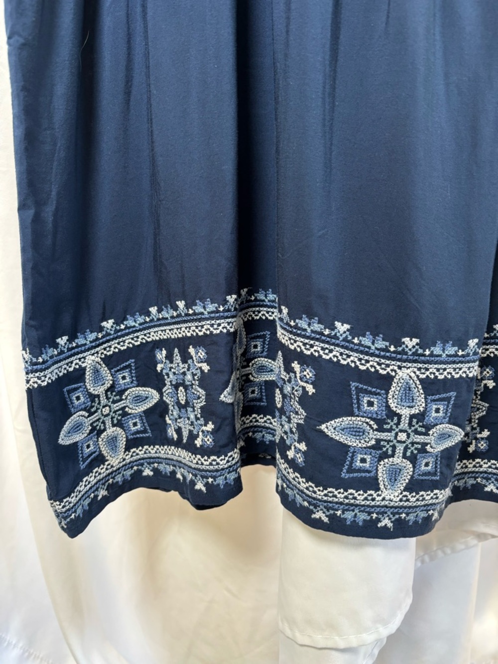 J. Jill Sleeveless Navy Embroidered Midi Dress Women’s XLP - Picture 5 of 9